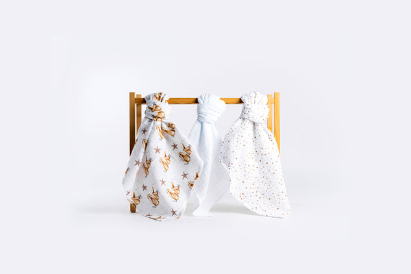 Set of children's premium muslin tetra diapers 65x65cm - Set 3/1 - Bunnies and Stars