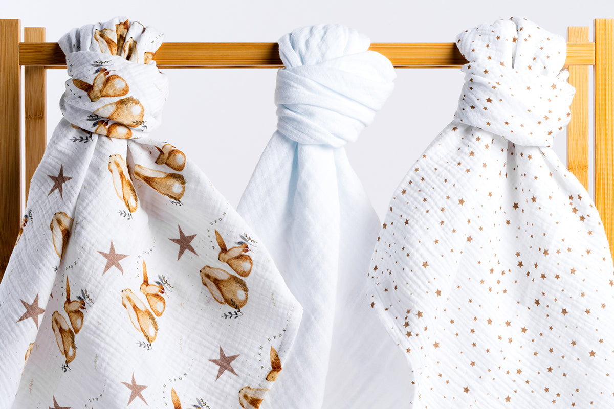Set of children's premium muslin tetra diapers 65x65cm - Set 3/1 - Bunnies and Stars