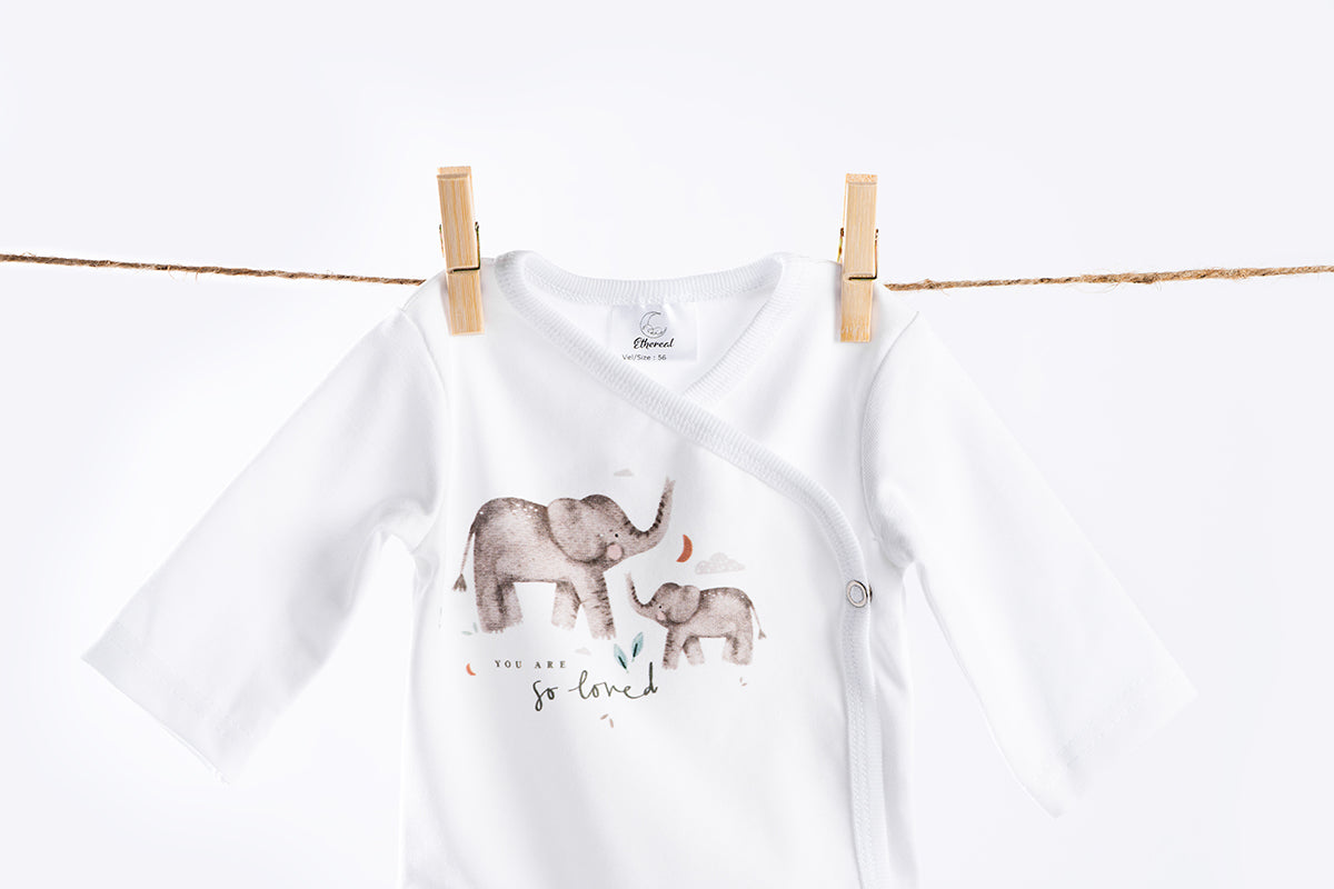 4-piece newborn set - waffle - Mama and baby elephant
