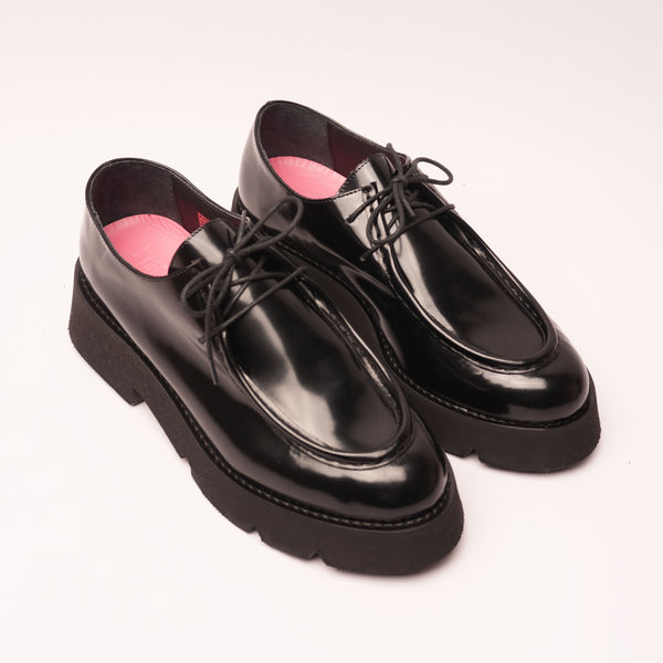 Sofia Black Lace-Up Loafer
