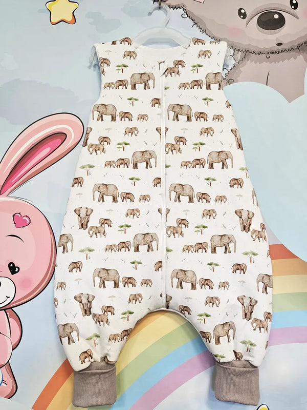 Thick Cotton Sleeping Bag with Legs and Filling - Mama and Baby Elephant