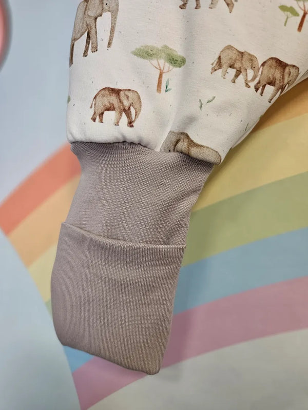 Cotton Sleeping Bag with Legs and Sleeves - Mama and Baby Elephant