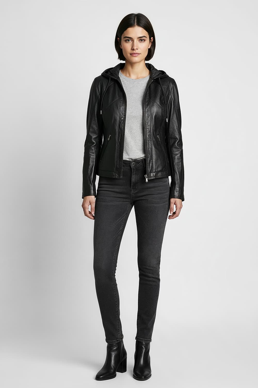 Sofia con Cappuccio giacca donna 100% vera pelle Made in Italy - Barone Firenze