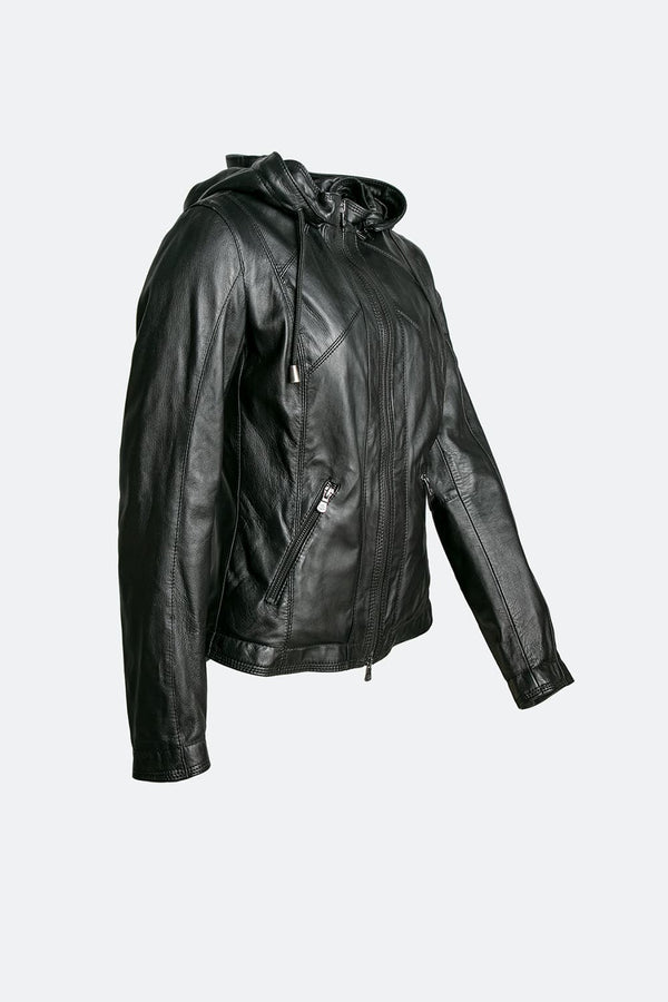 Sofia con Cappuccio giacca donna 100% vera pelle Made in Italy - Barone Firenze