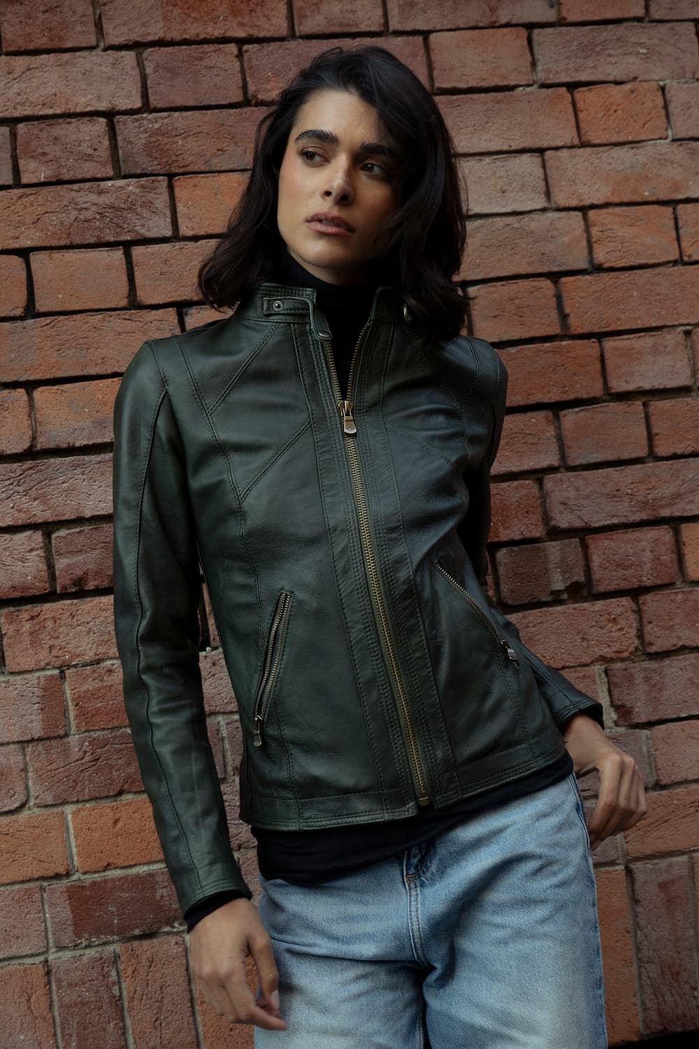 Sofia verde giacca da donna in pelle 100% Made in Italy - Barone Firenze