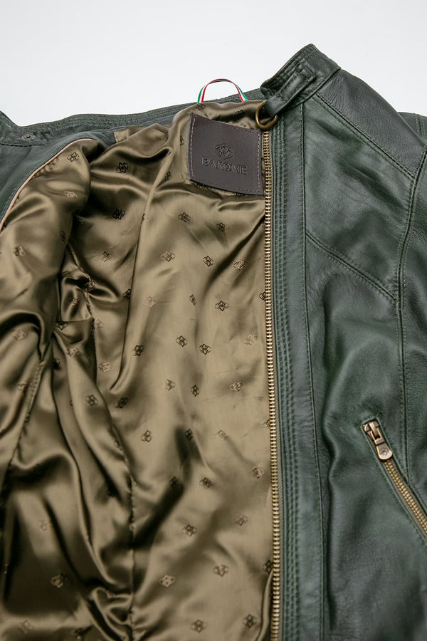 Sofia verde giacca da donna in pelle 100% Made in Italy - Barone Firenze