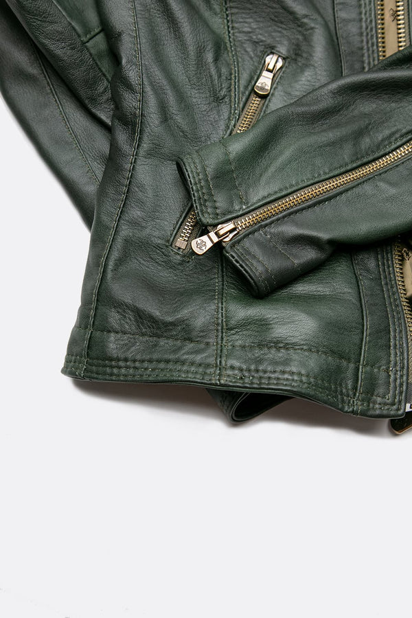 Sofia verde giacca da donna in pelle 100% Made in Italy - Barone Firenze