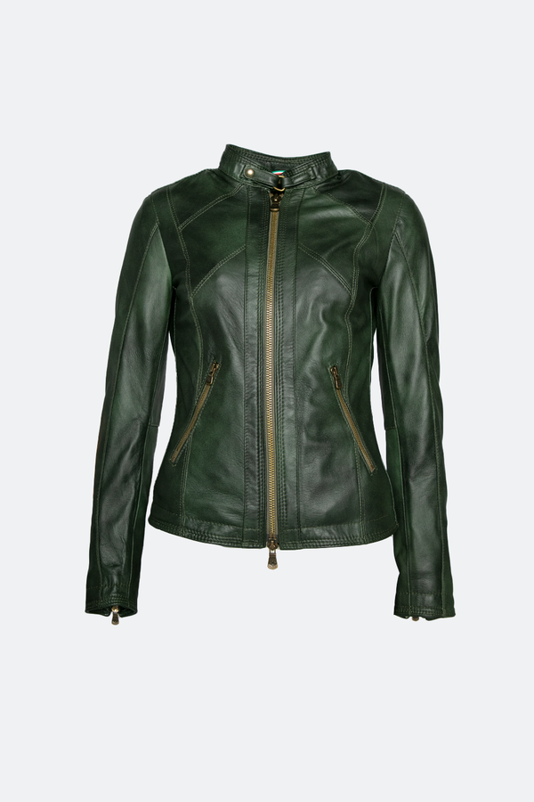 Sofia verde giacca da donna in pelle 100% Made in Italy - Barone Firenze