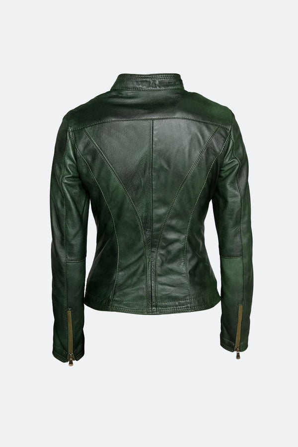 Sofia verde giacca da donna in pelle 100% Made in Italy - Barone Firenze