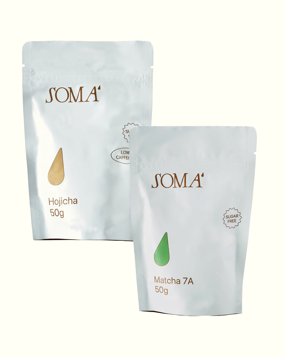 Two Teas, One Rhythm bundle: Soma Hojicha and Matcha 7A pouches