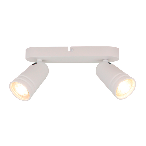 Strakke witte plafondlamp Spero met een industrieel design. Perfect voor een moderne sfeer in uw interieur.