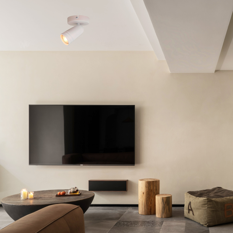 Details van de elegante Spero plafondlamp in wit. Deze lamp voegt een verfijnde touch toe aan iedere ruimte.