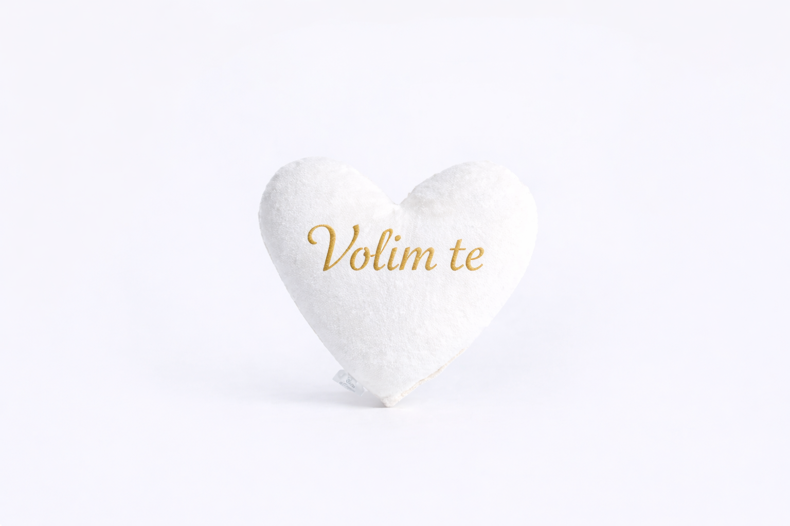 Cotton Velvet Decorative Heart Pillow - I Love You - White