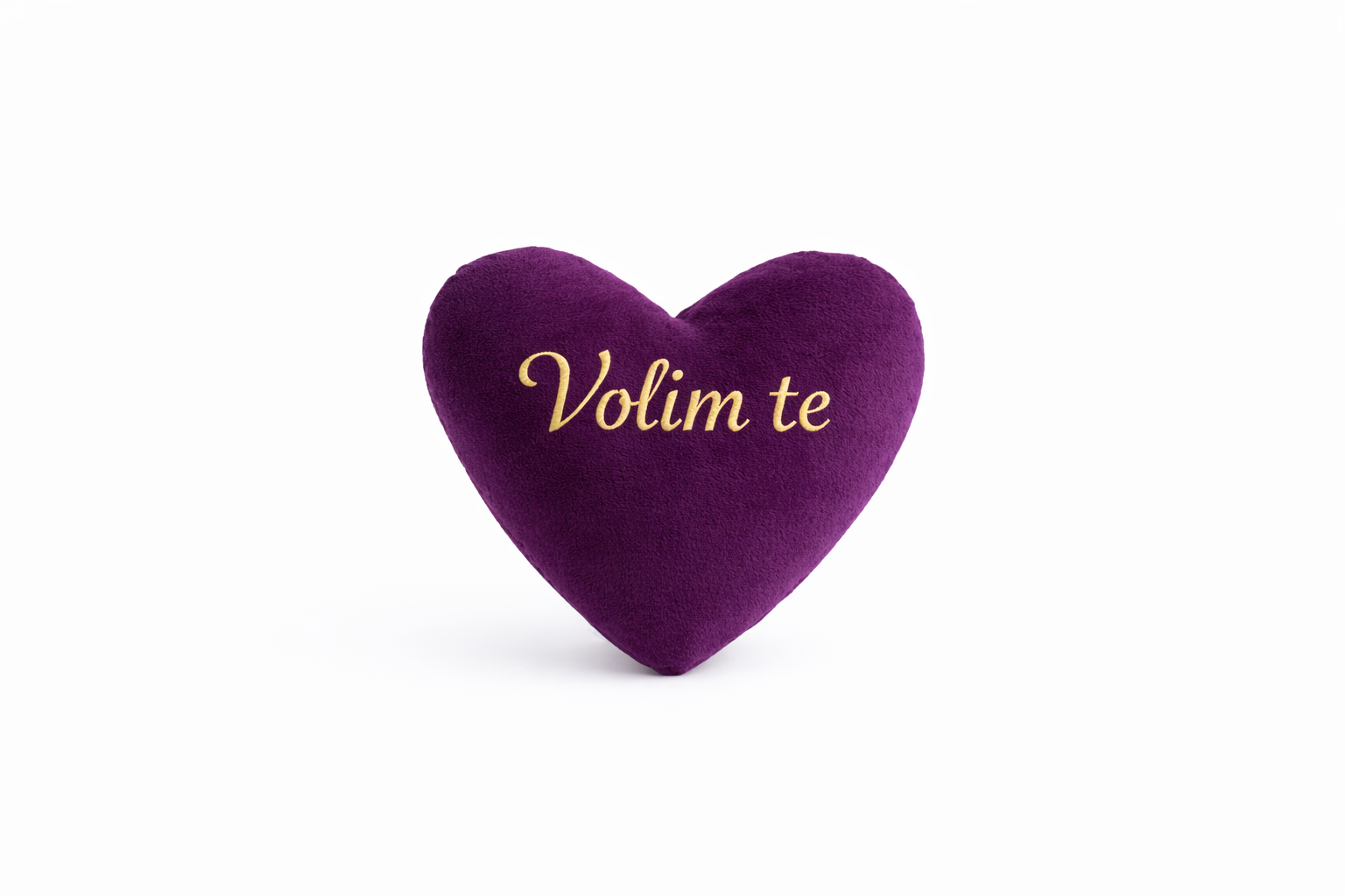 Cotton Velvet Decorative Heart Pillow - I Love You - Purple