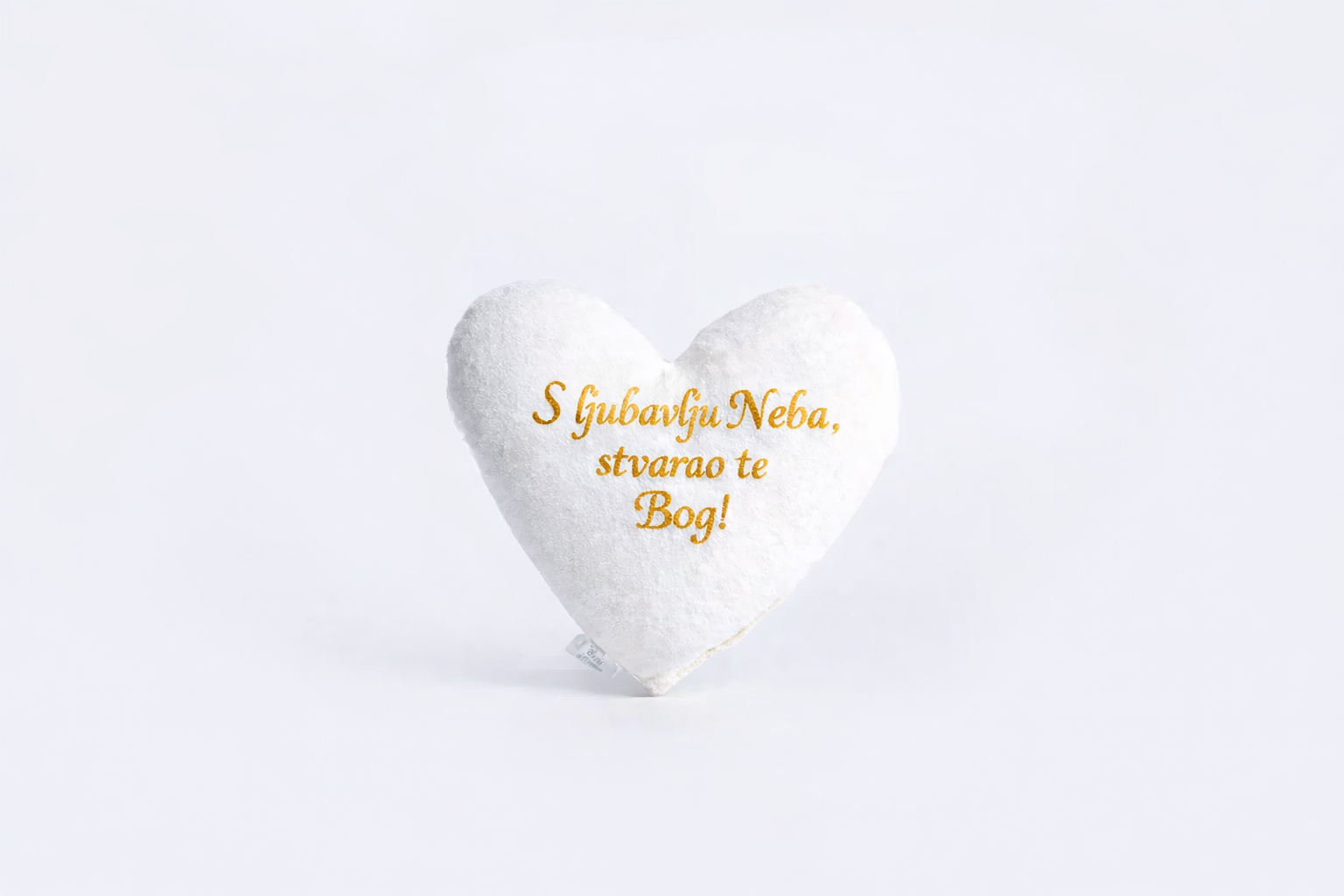 Cotton Velvet Decorative Heart Pillow - Created by God with Love from Heaven