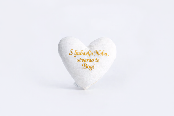 Cotton Velvet Decorative Heart Pillow - Created by God with Love from Heaven