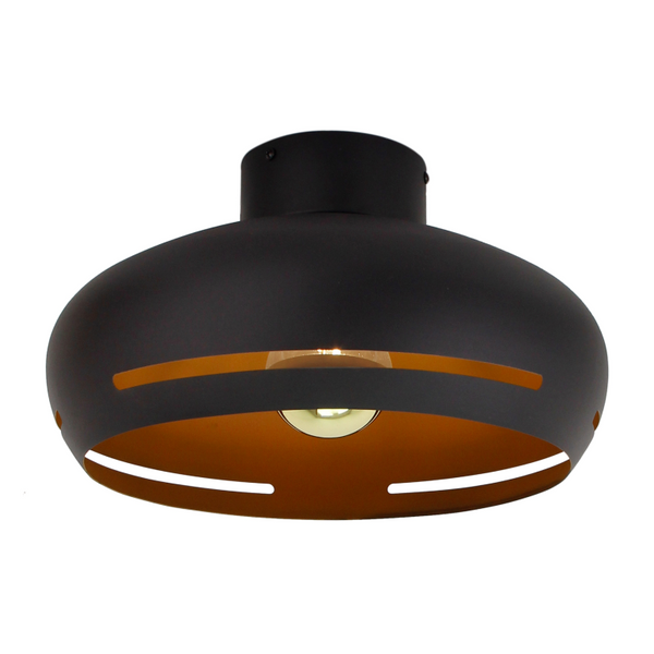 Moderne plafondlamp Striscia in zwart met gouden accenten. Een strakke toevoeging die elke ruimte een luxe uitstraling geeft.