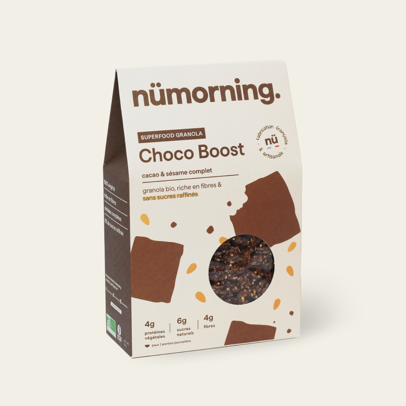 Paquet de granola bio et peu sucré DIGEST, au chocolat, de la marque nümorning