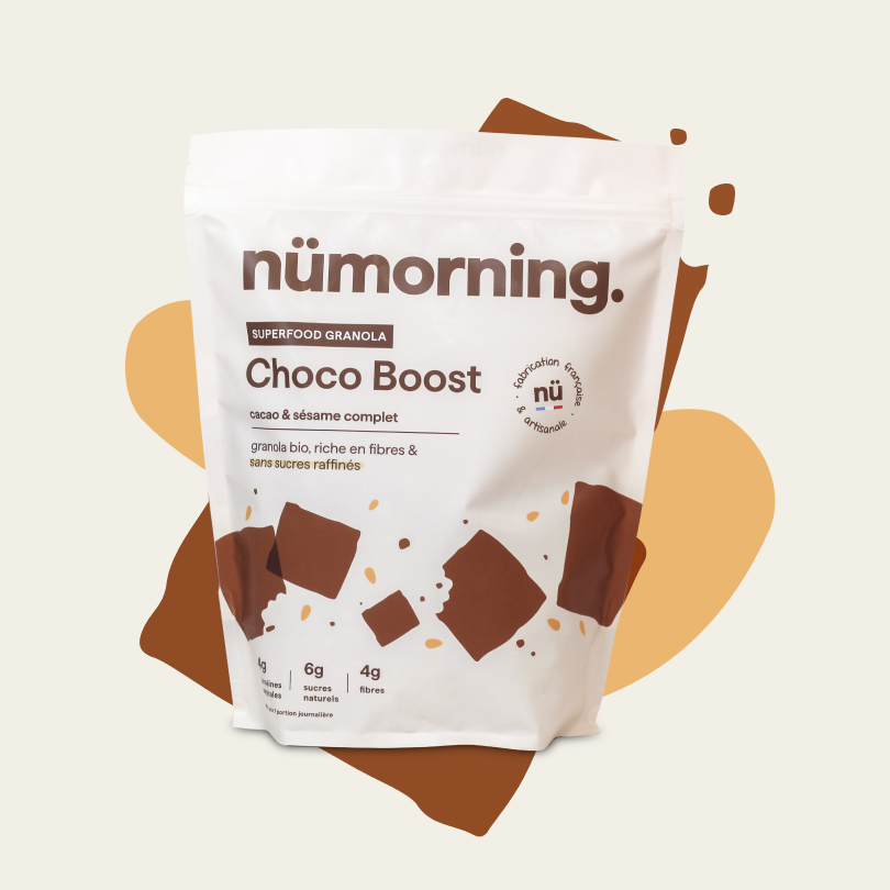 Paquet de 1kg de granola bio Choco Boost nümorning, au chocolat