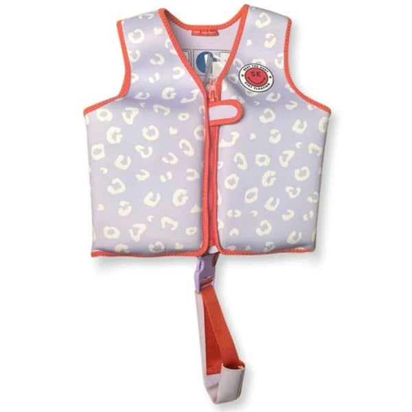 Swim Essentials Otroški plavalni jopič za učenje plavanja, Lilac Panther Print - PUFFI
