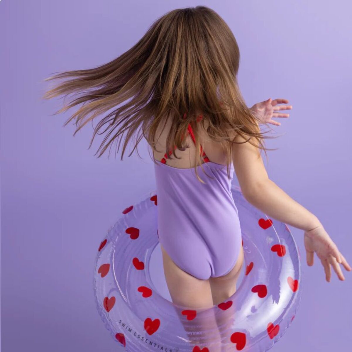 Swim Essentials Otroški plavalni obroč 55cm, Lilac Hearts - PUFFI