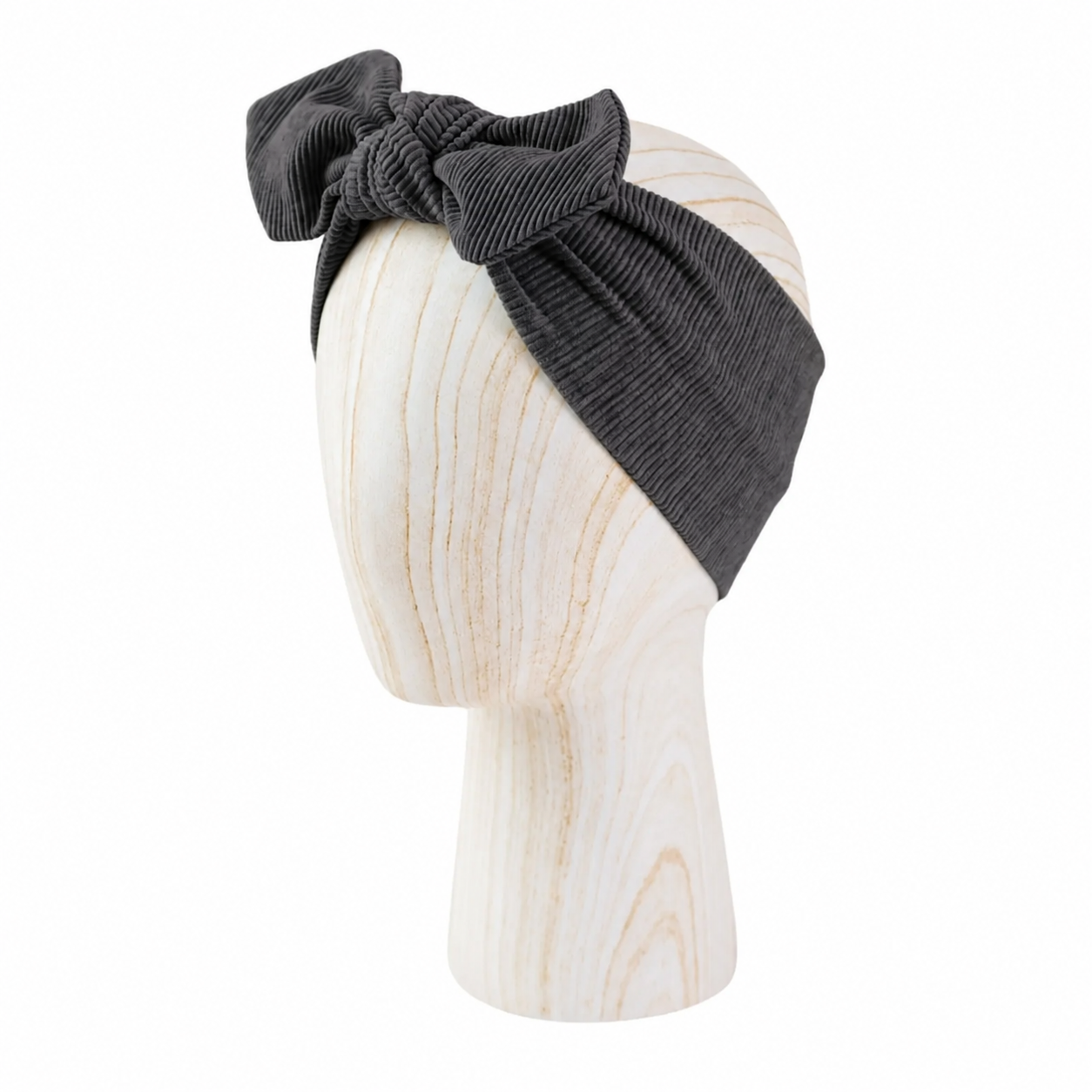 Children's Headband with Bow 2in1, Ribbed, DARK GRAY