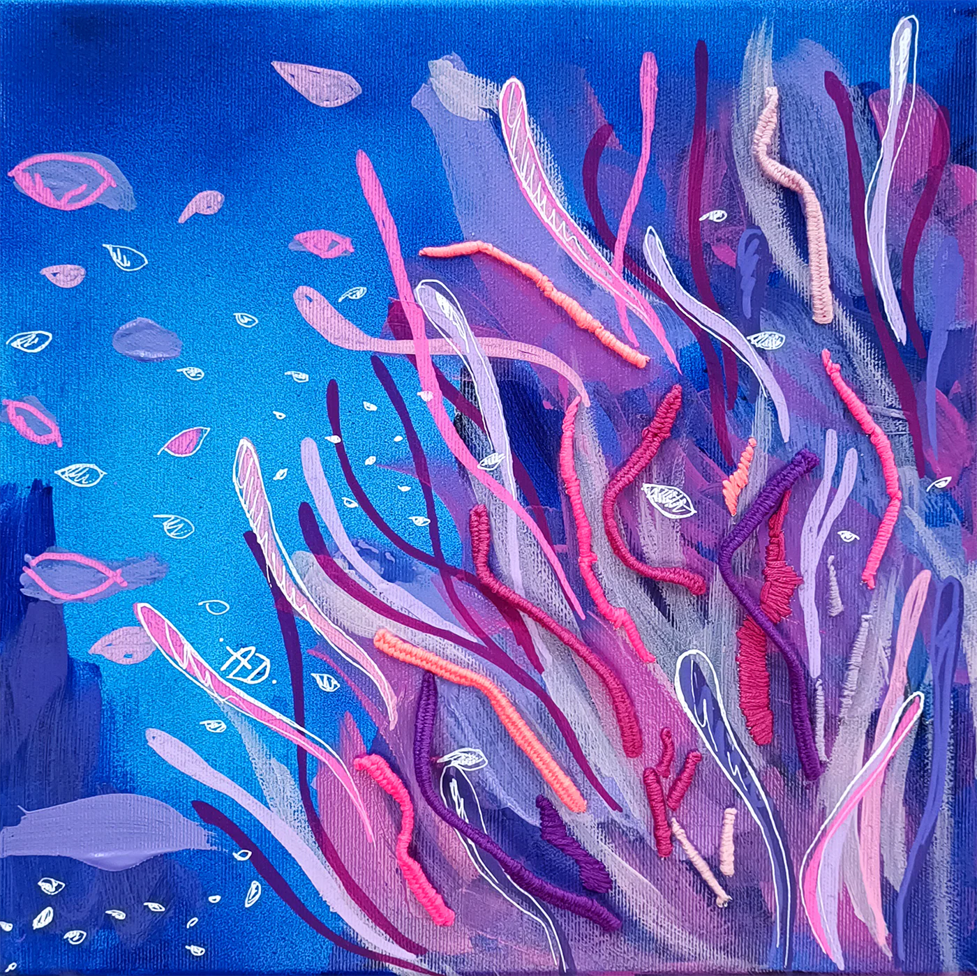 'Tactile algae I' original painting, diptych