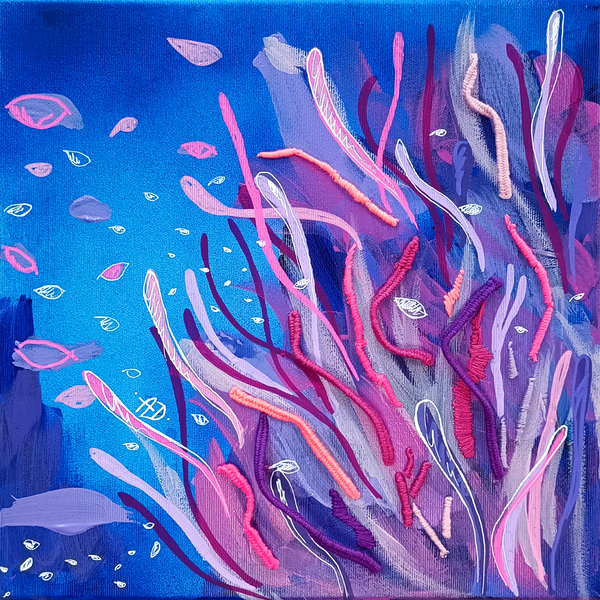 'Tactile algae I' original painting, diptych