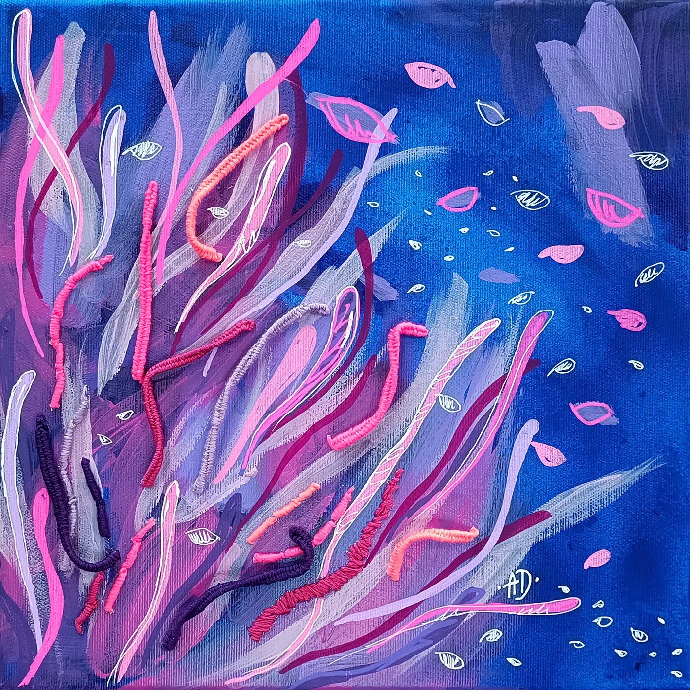 'Tactile algae I' original painting, diptych