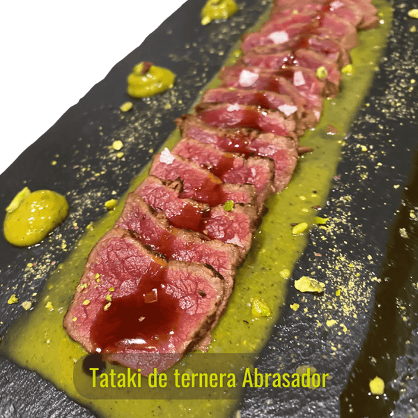 4 Tataki de ternera marinado, 150 g/unidad Y 4 bolsas de Praliné de pistacho