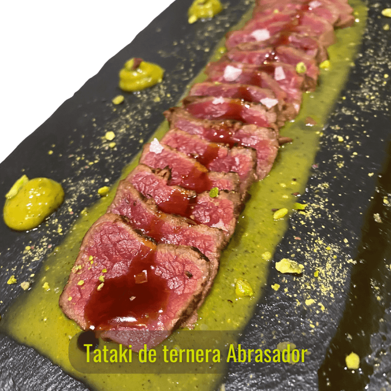4 Tataki de Res Marinado, 150 g/unidad y 4 bolsas de Praliné de Pistacho