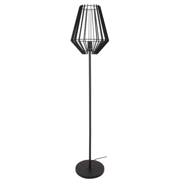 Detailfoto van de zwarte Tavola vloerlamp, modern en elegant. Perfect voor een sfeervolle uitstraling in je woonkamer.