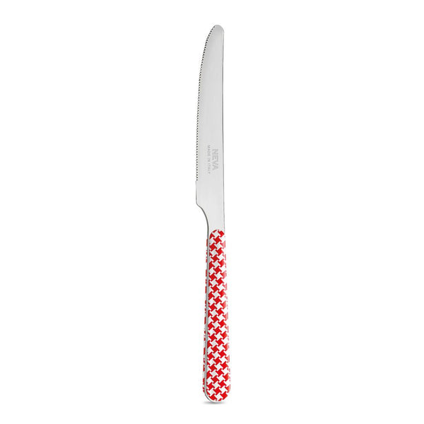 4 Coltelli Tavola - Pied de Poule Rosso BD14016R
