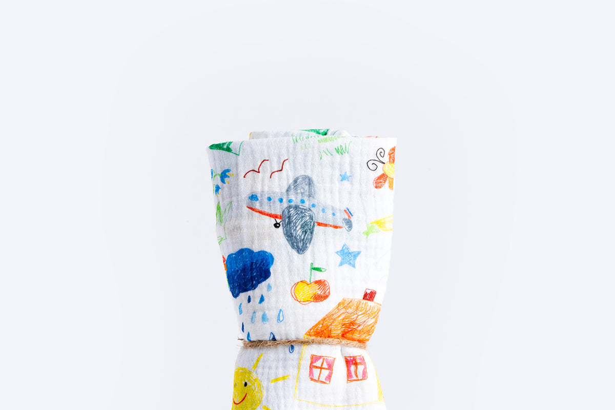 Children's Premium Muslin Tetra Diaper 65x65cm - Drawing