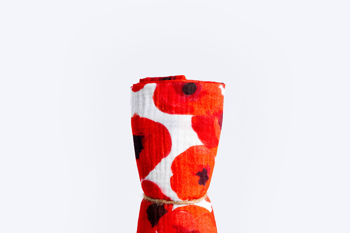 Children's Premium Muslin Tetra Diaper 65x65cm - Poppies