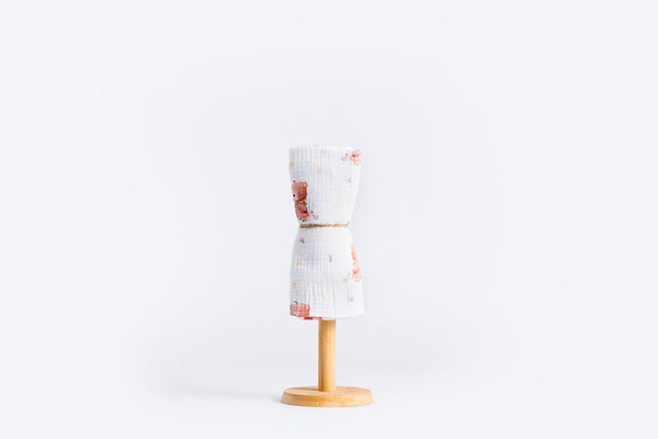 Children's Premium Muslin Tetra Diaper 65x65cm - Bear in Flowers