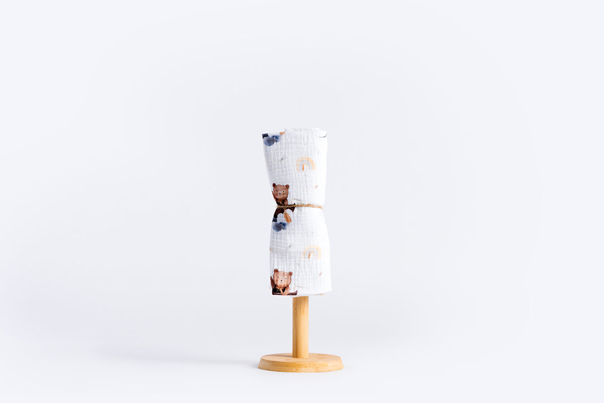 Children's Premium Muslin Tetra Diaper 65x65cm - Bear in a Boat