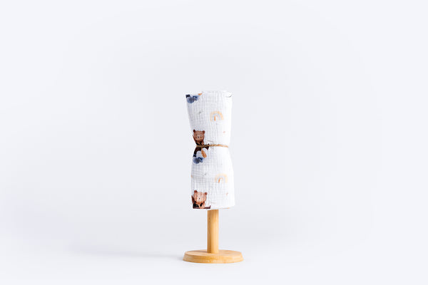 Children's Premium Muslin Tetra Diaper 65x65cm - Bear in a Boat