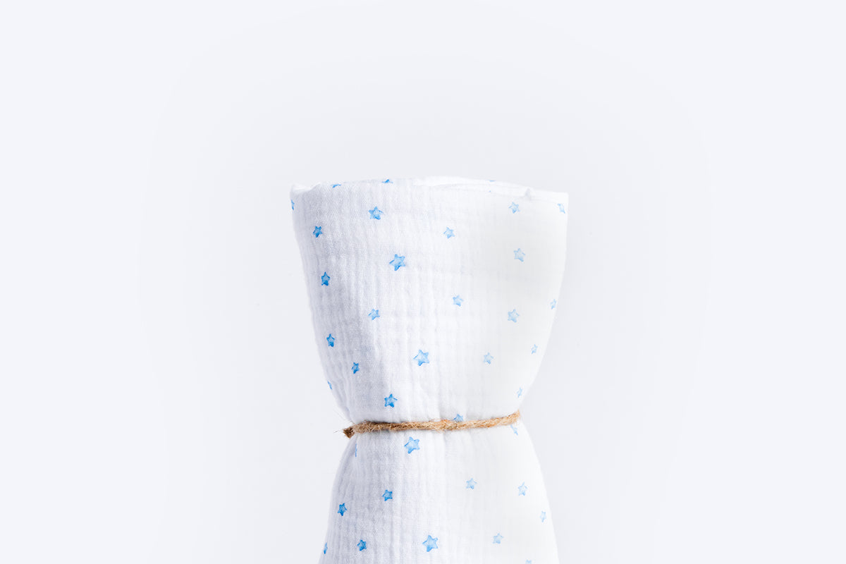 Children's Premium Muslin Tetra Diaper 65x65cm - Blue Stars