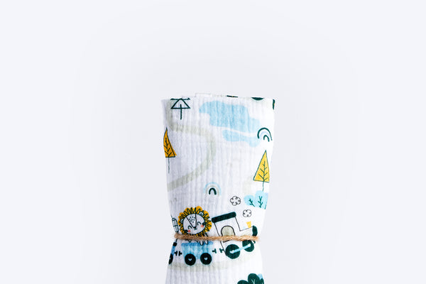 Children's Premium Muslin Tetra Diaper 65x65cm - Safari Animals