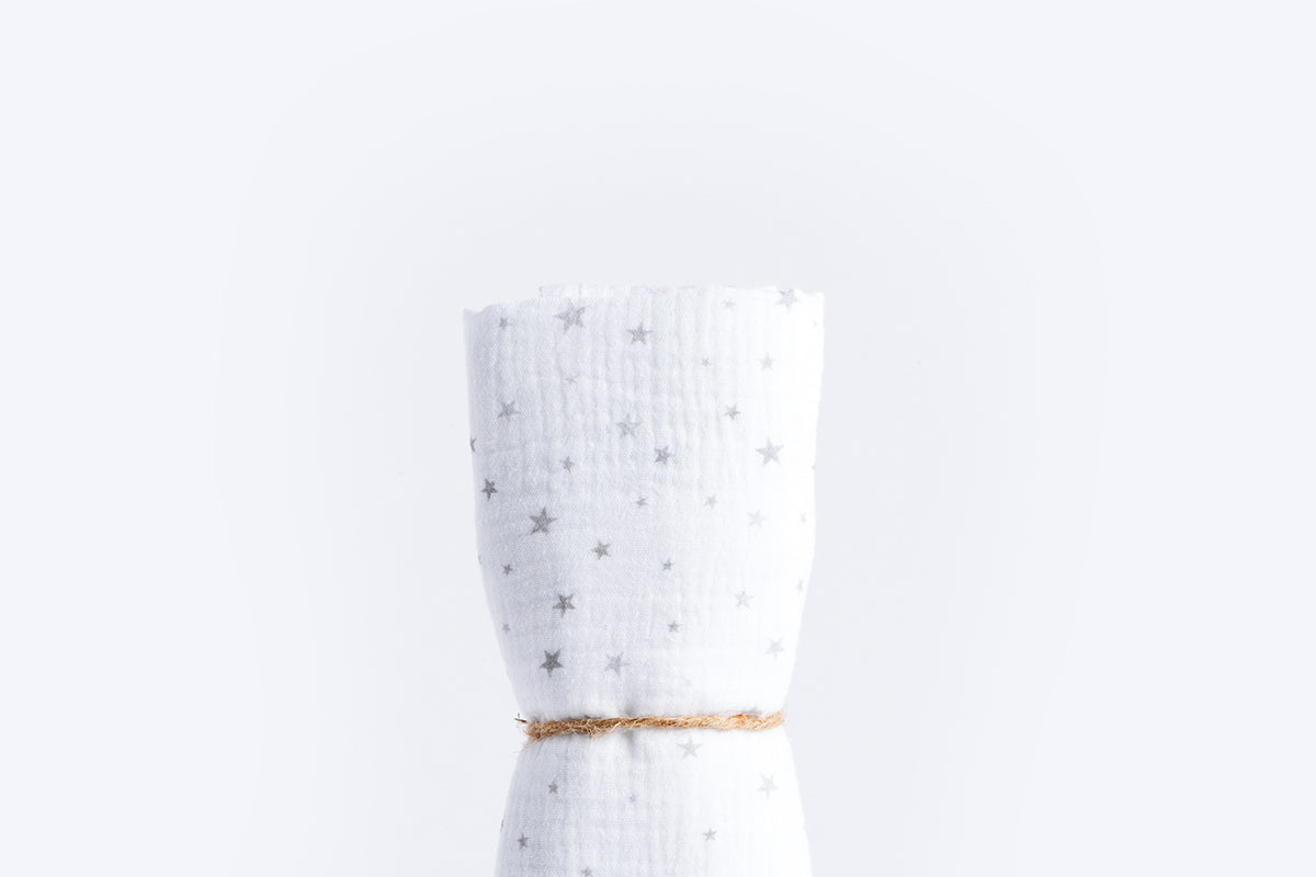 Children's Premium Muslin Tetra Diaper 65x65cm - Small Gray Stars