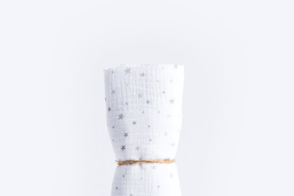 Children's Premium Muslin Tetra Diaper 65x65cm - Small Gray Stars