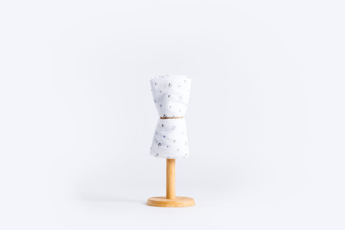 Children's Premium Muslin Tetra Diaper 65x65cm - Gray Stars