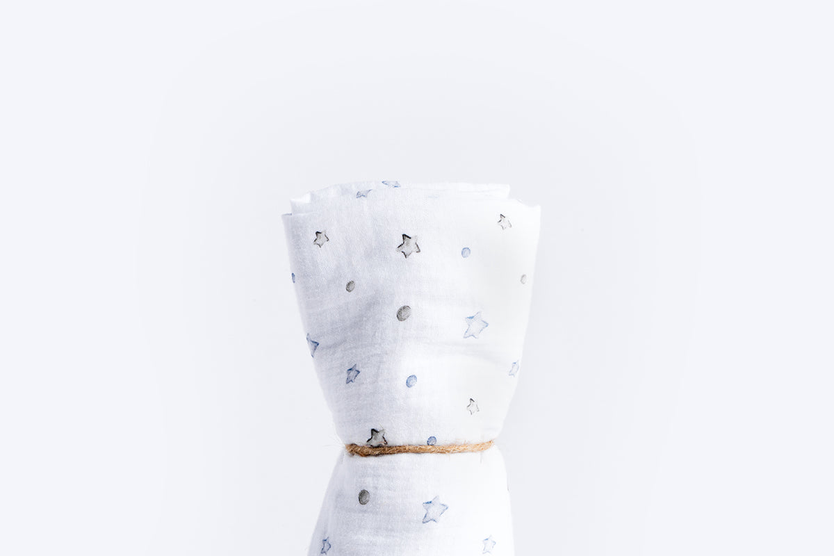 Children's Premium Muslin Tetra Diaper 65x65cm - Gray Stars