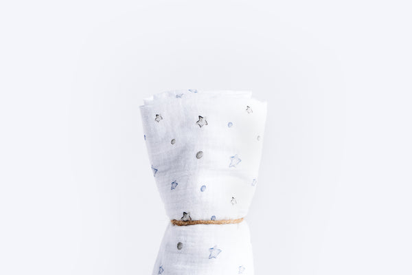 Children's Premium Muslin Tetra Diaper 65x65cm - Gray Stars