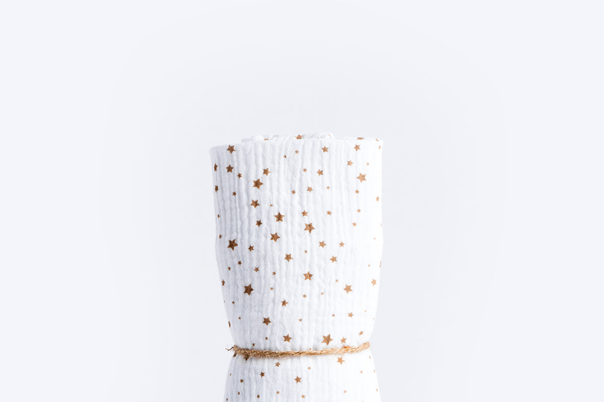Children's Premium Muslin Tetra Diaper 65x65cm - Brown Stars