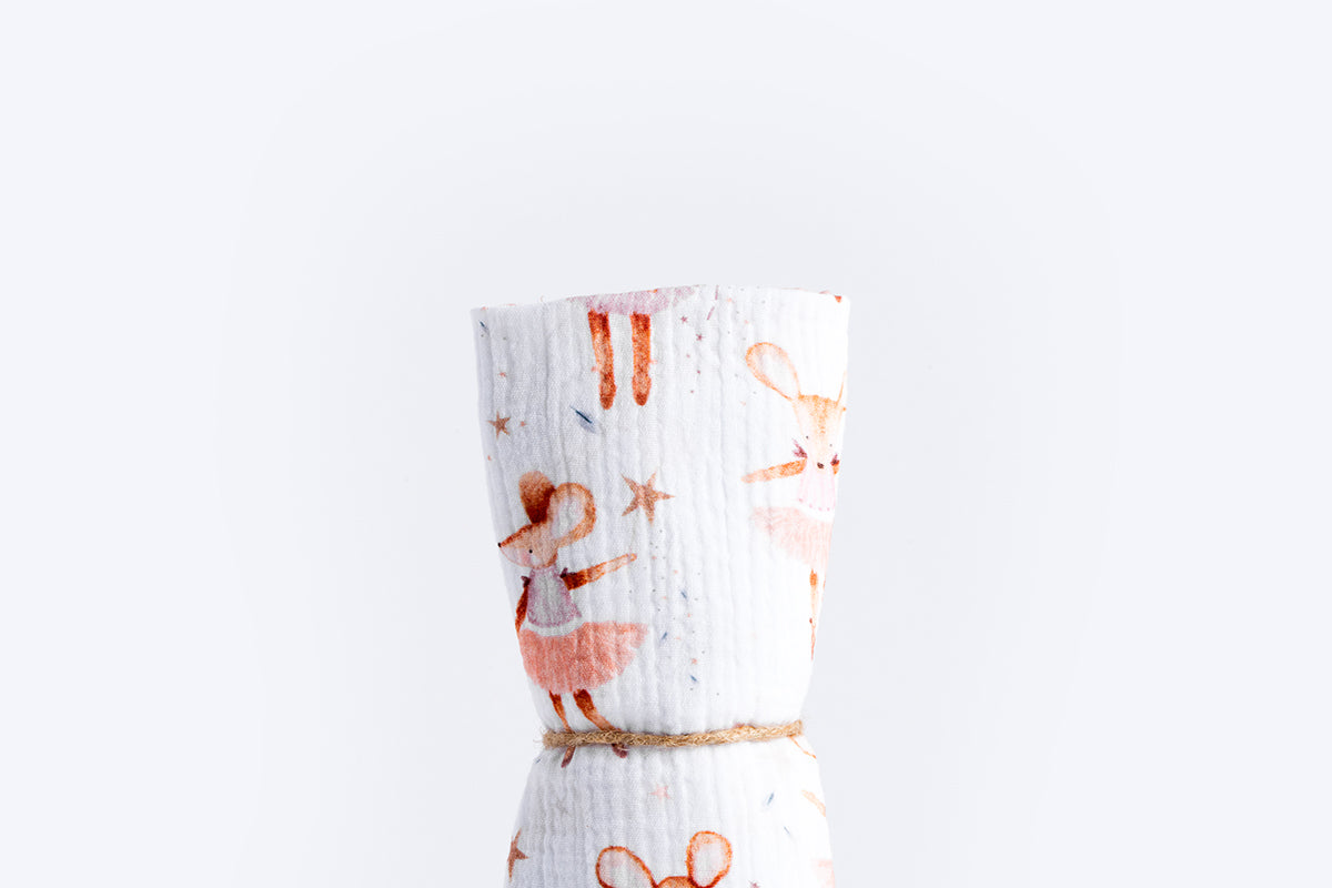 Children's Premium Muslin Tetra Diaper 65x65cm - Mouse Fairy