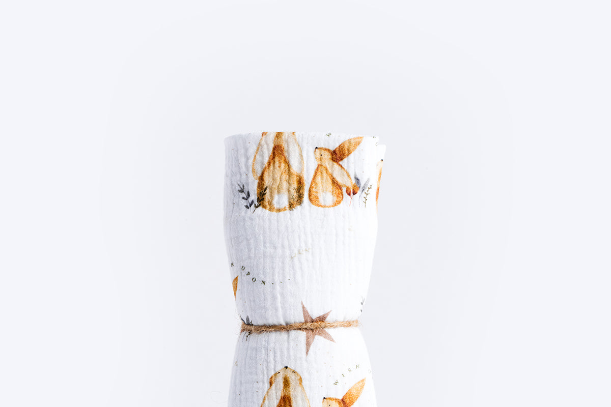 Dječja tetra pelena muslin premium 65x65cm - Zečići i zvijezde