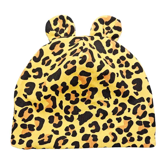 Dvoslojna kapa s ušima - Leopard - žuta