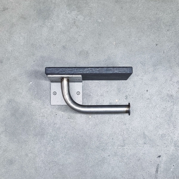De Slimme Toiletrolhouder Mat Blank - Zwart Eiken
